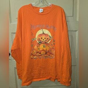 Moonlight Madness Pumpkin Graphic By Beth Yarbrough Long Sleeve Tshirt Size: 3XL